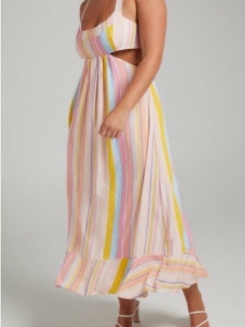 Showpo canny cross back tie Maxi summer multi stripe